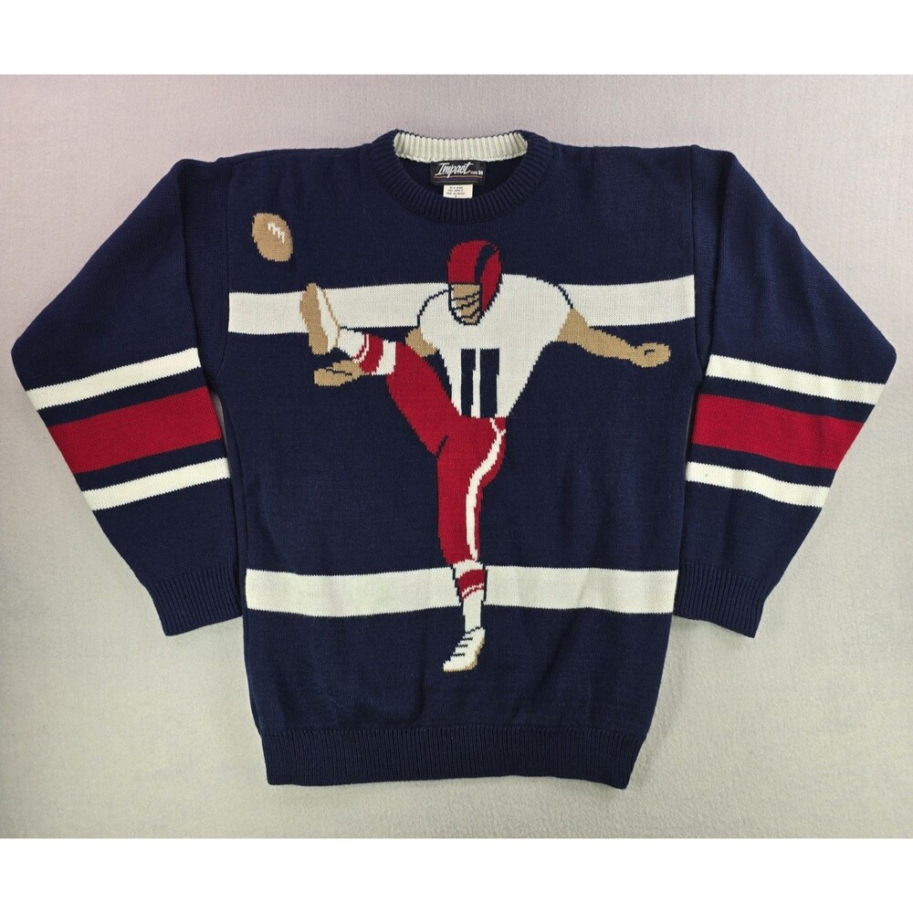 Vintage Impact Knit Jumper Mens Medium American Football Sweater Sportscore Kick